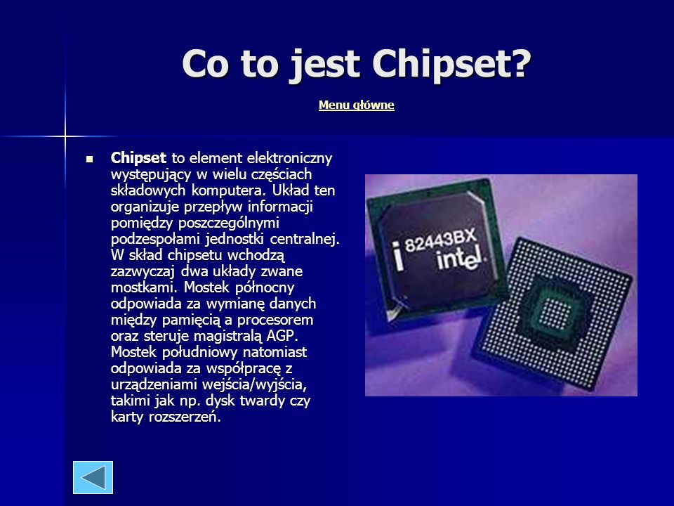 Co to jest Chipset Menu główne