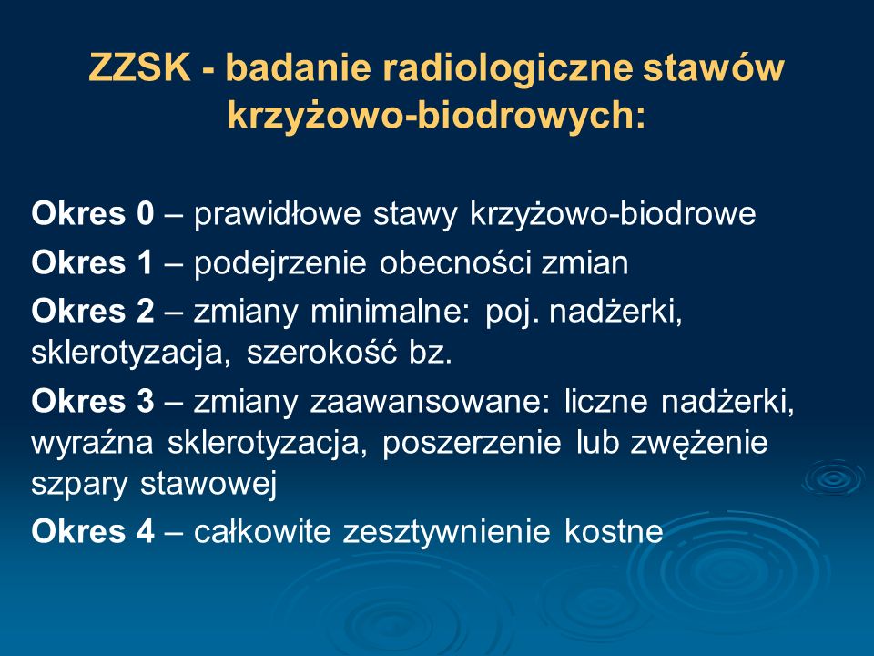 ZZSK - badanie radiologiczne stawów krzyżowo-biodrowych: