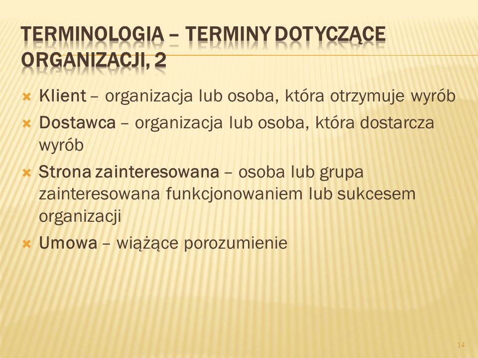 Terminologia – terminy dotyczące organizacji, 2