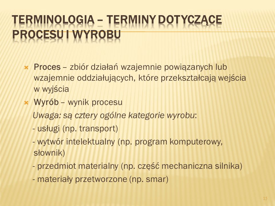 Terminologia – terminy dotyczące procesu i wyrobu