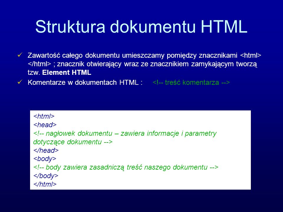 Struktura dokumentu HTML