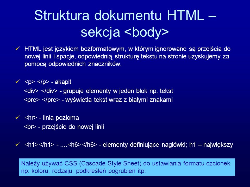 Struktura dokumentu HTML – sekcja <body>