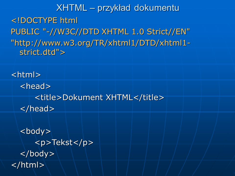 XHTML – przykład dokumentu