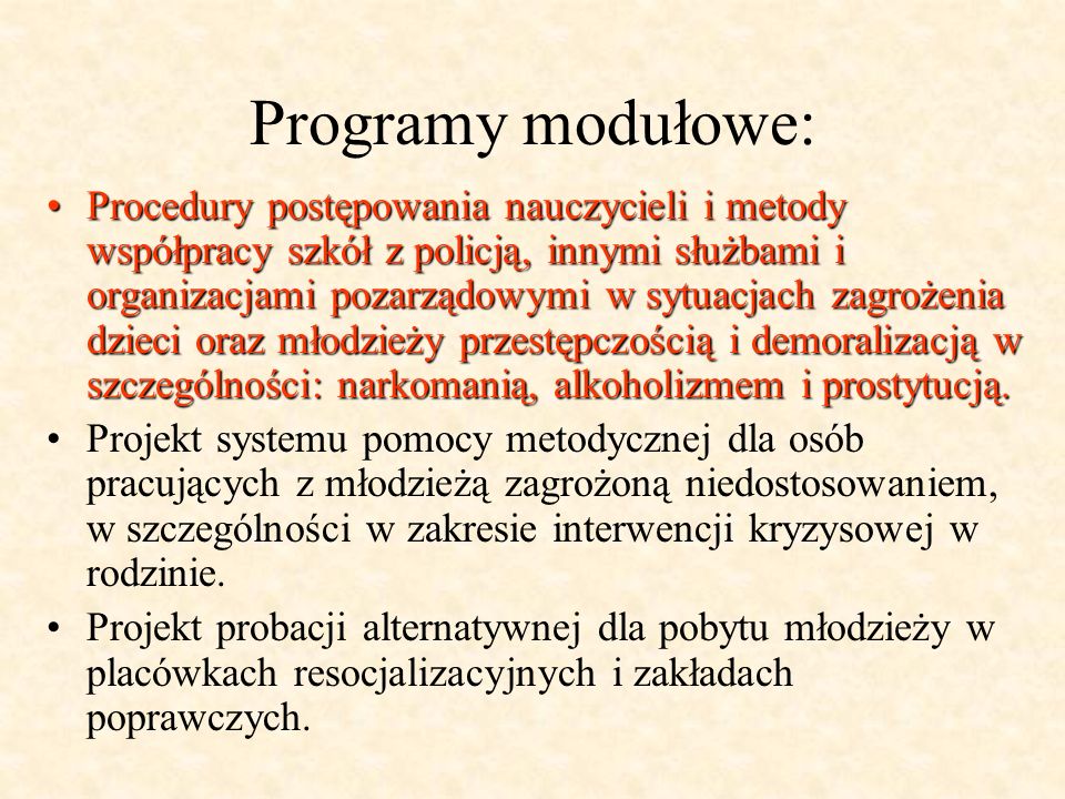 Programy modułowe: