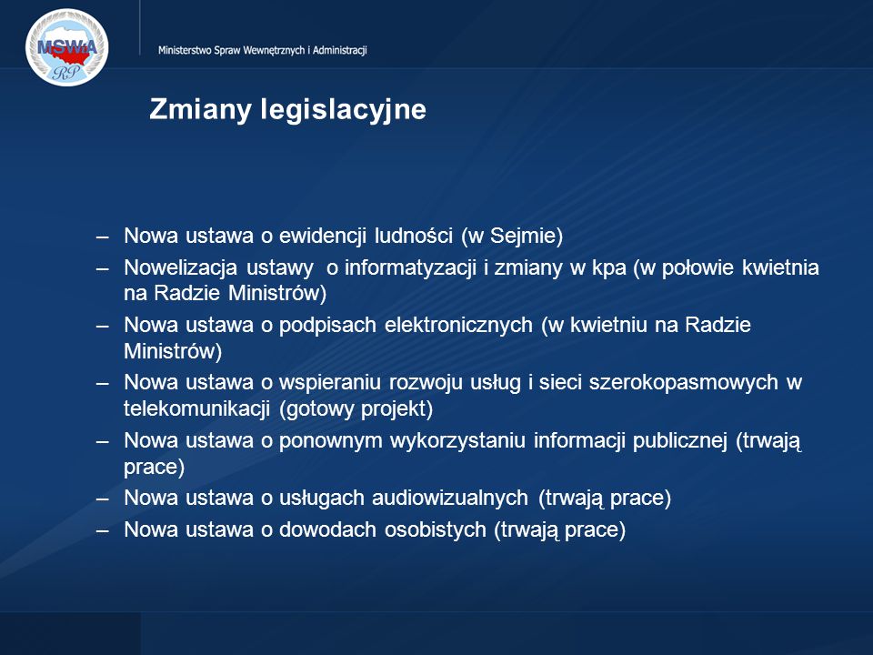Zmiany legislacyjne Nowa ustawa o ewidencji ludności (w Sejmie)