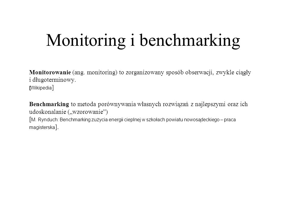 Monitoring i benchmarking