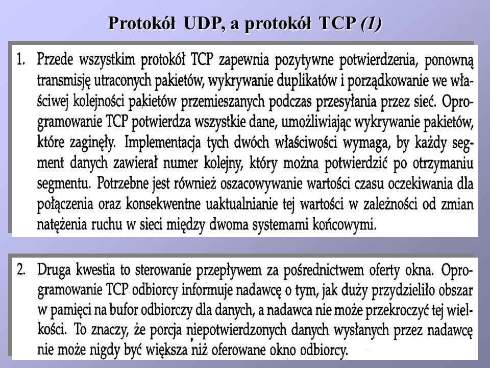 Protokół UDP, a protokół TCP (1)