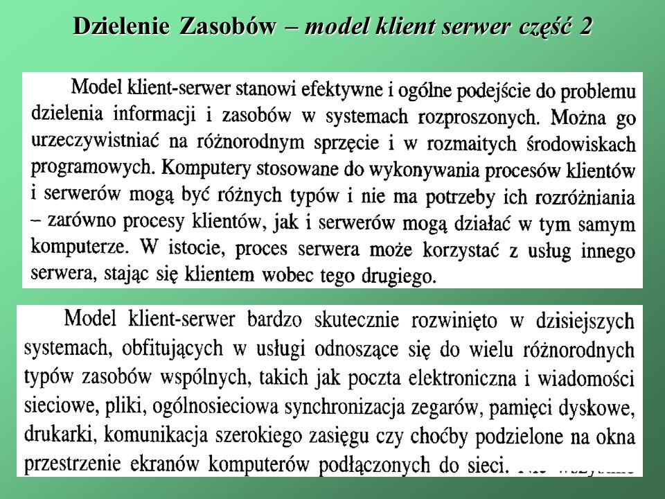 Dzielenie Zasobów – model klient serwer część 2