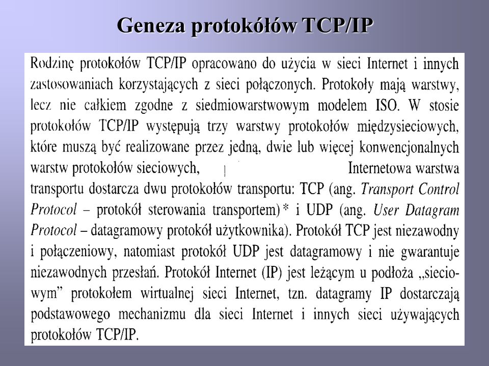 Geneza protokółów TCP/IP