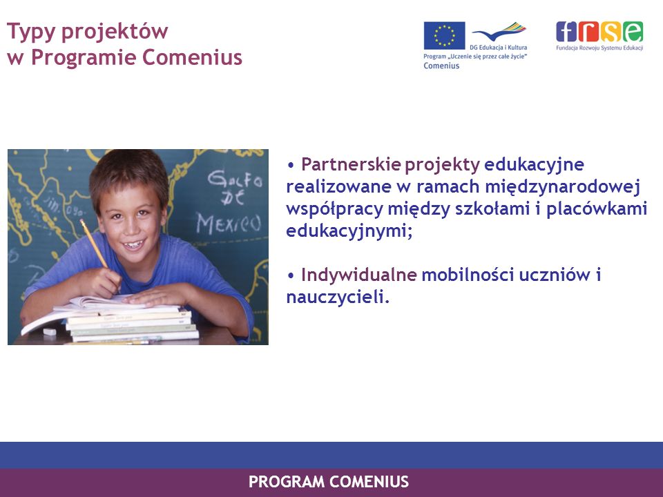 Typy projektów w Programie Comenius