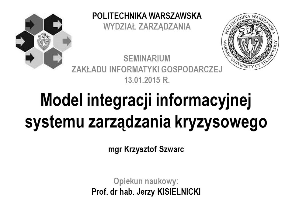 Model integracji informacyjnej systemu zarządzania kryzysowego